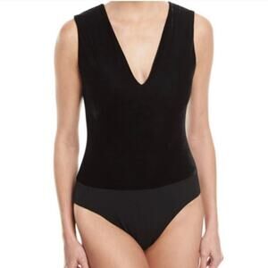 Alice + Olivia Marley V-neck Velvet Sleeveless Bodysuit